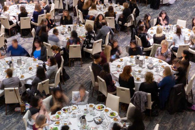 Conference and dining tables at Arcadian Court, Toronto